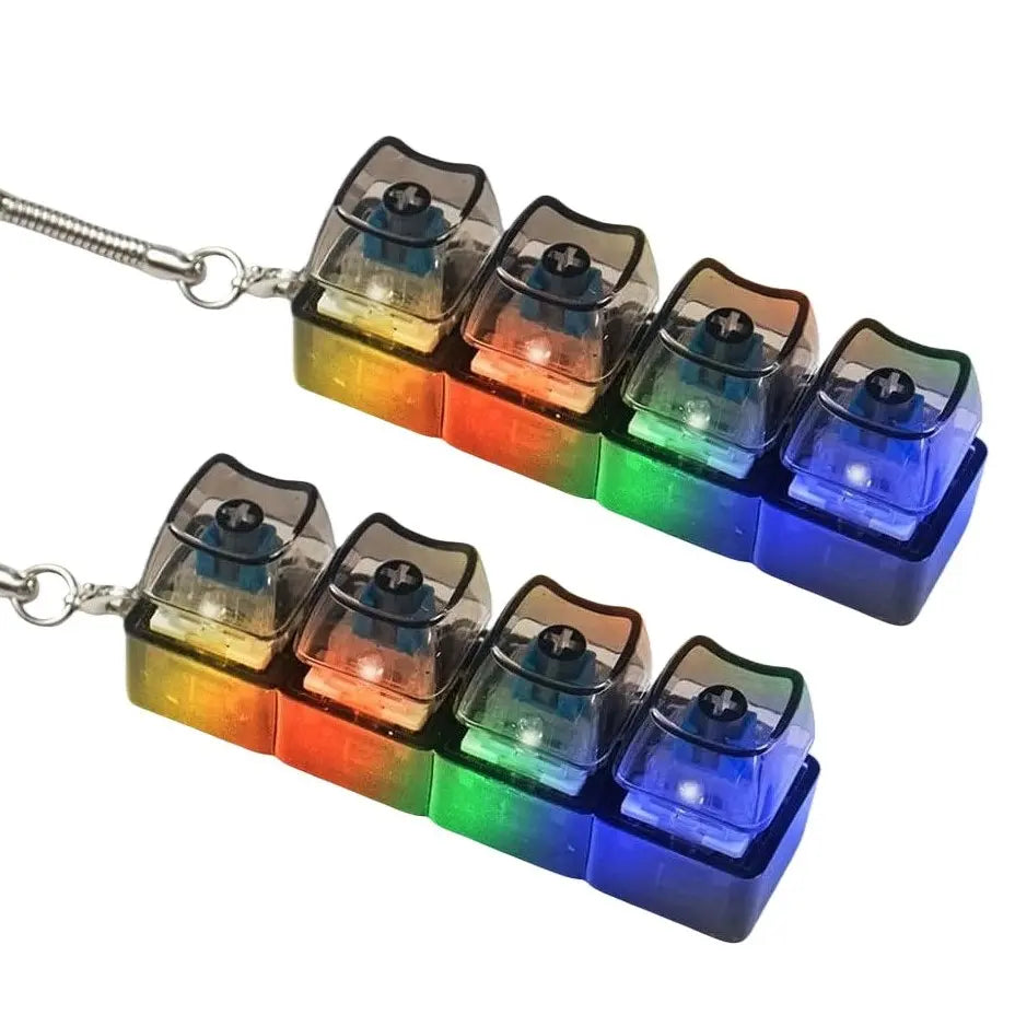 4-Key LED Mechanical Keyboard Clicker Keychain – RGB Light-Up Fidget Toy