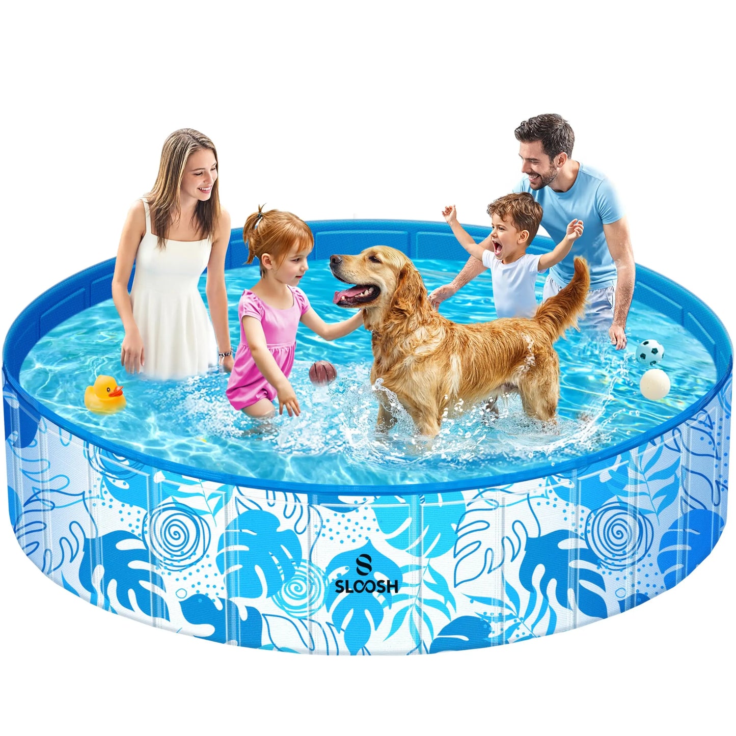 Foldable Hard Plastic Dog Kiddie Pool & Pet Bath Tub - Portable Anti-Slip Swimming Pool for Indoor/Outdoor Use