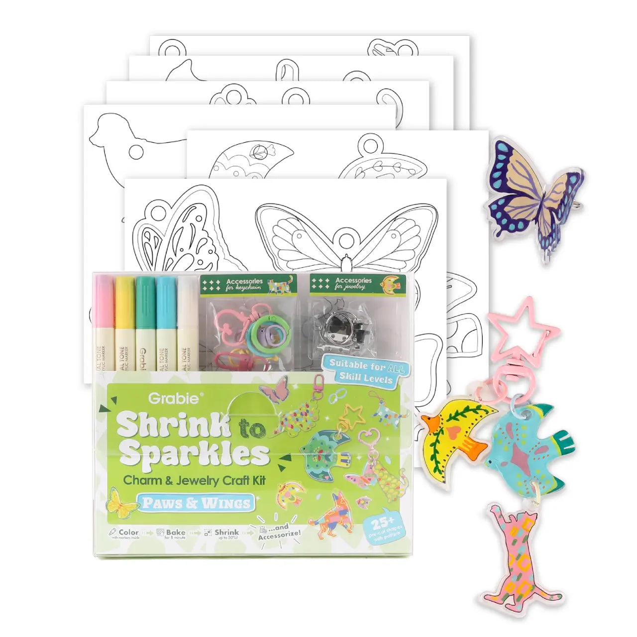 Grabie Shrink to Sparkles Craft Kit, Shrinky Dinks, Retro Style, Vintage Style