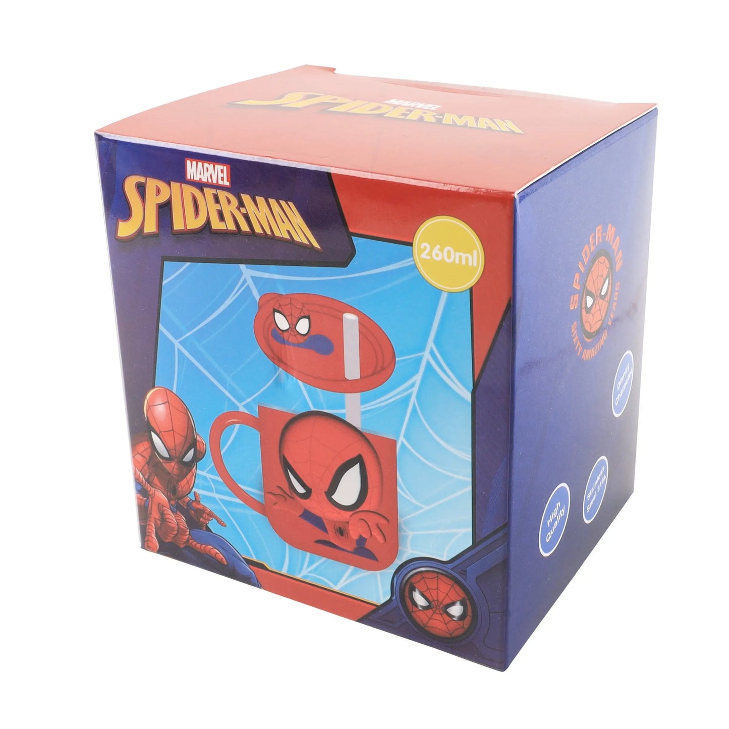 MARVEL Spider-Man 3D Stainless Steel Tumbler with Lid & Straw, Insulated Coffee Cup for Travel, Desk & Gift Use