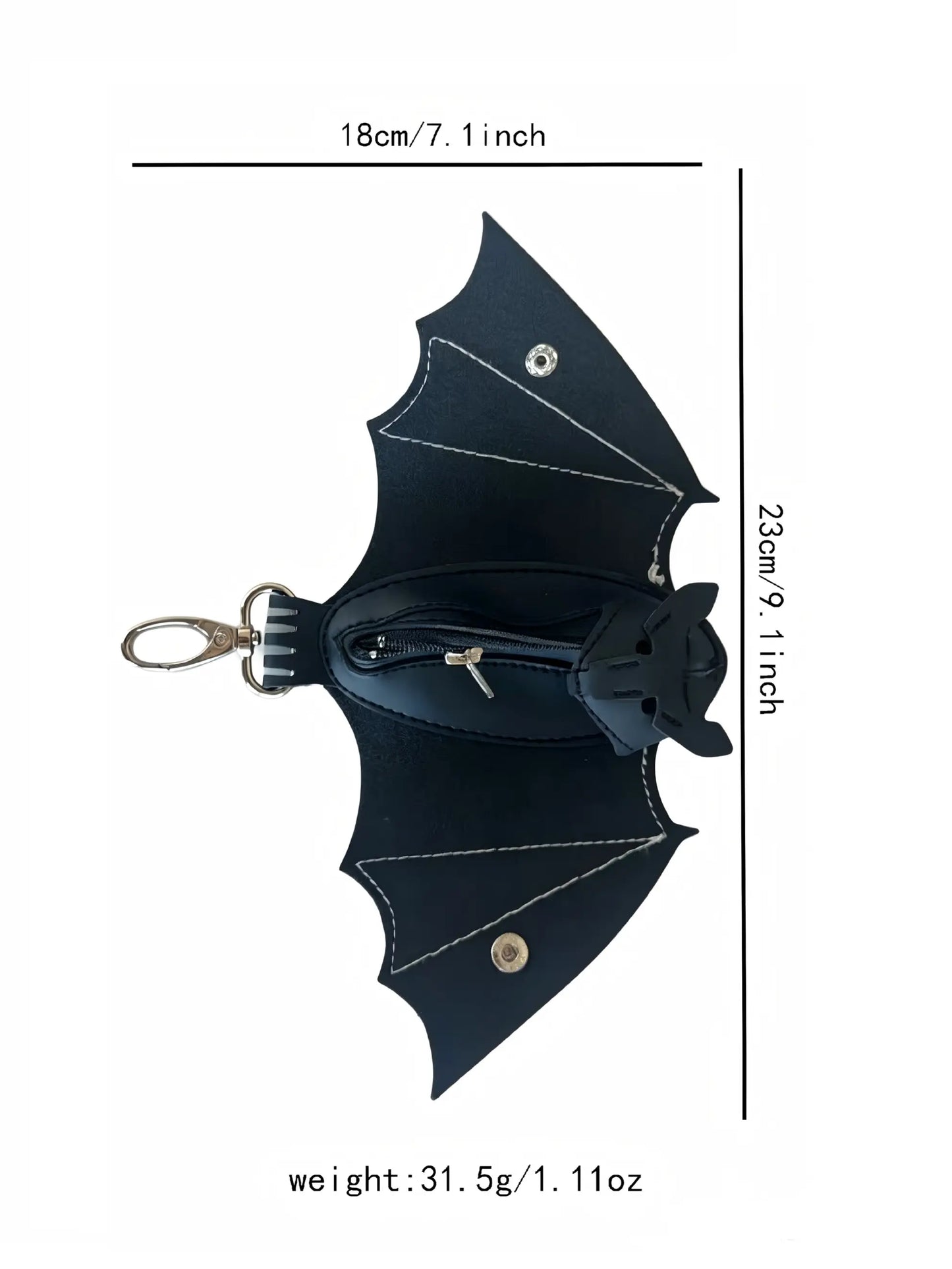 Bat Wing Leather Keychain Pouch – Gothic Coin Purse Holder, Mini Wallet Key Ring Accessory