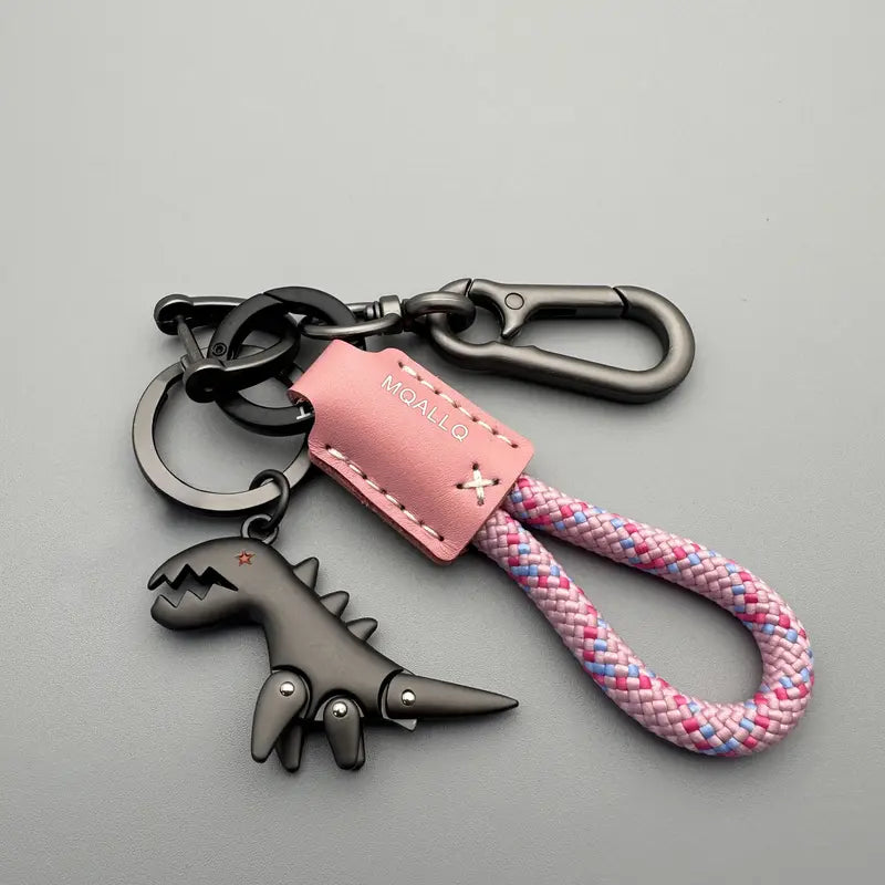 Leather-Mix Woven Rope Metal Charm Universal Car Key Chain - Bag Accessory, Sports & Outdoor Car Accessory, Handbag Pendant Small Gift, Car Key Chains, Universal Keychain