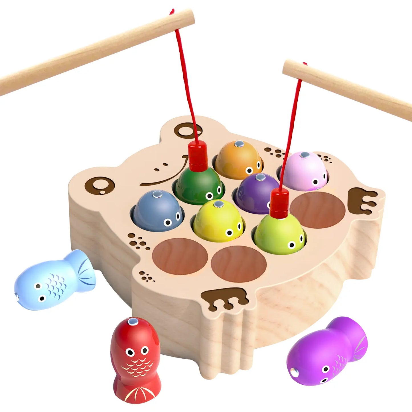Magnetic Fishing Game Toy – Montessori Wooden Fine Motor Skills Activity Board for Toddlers