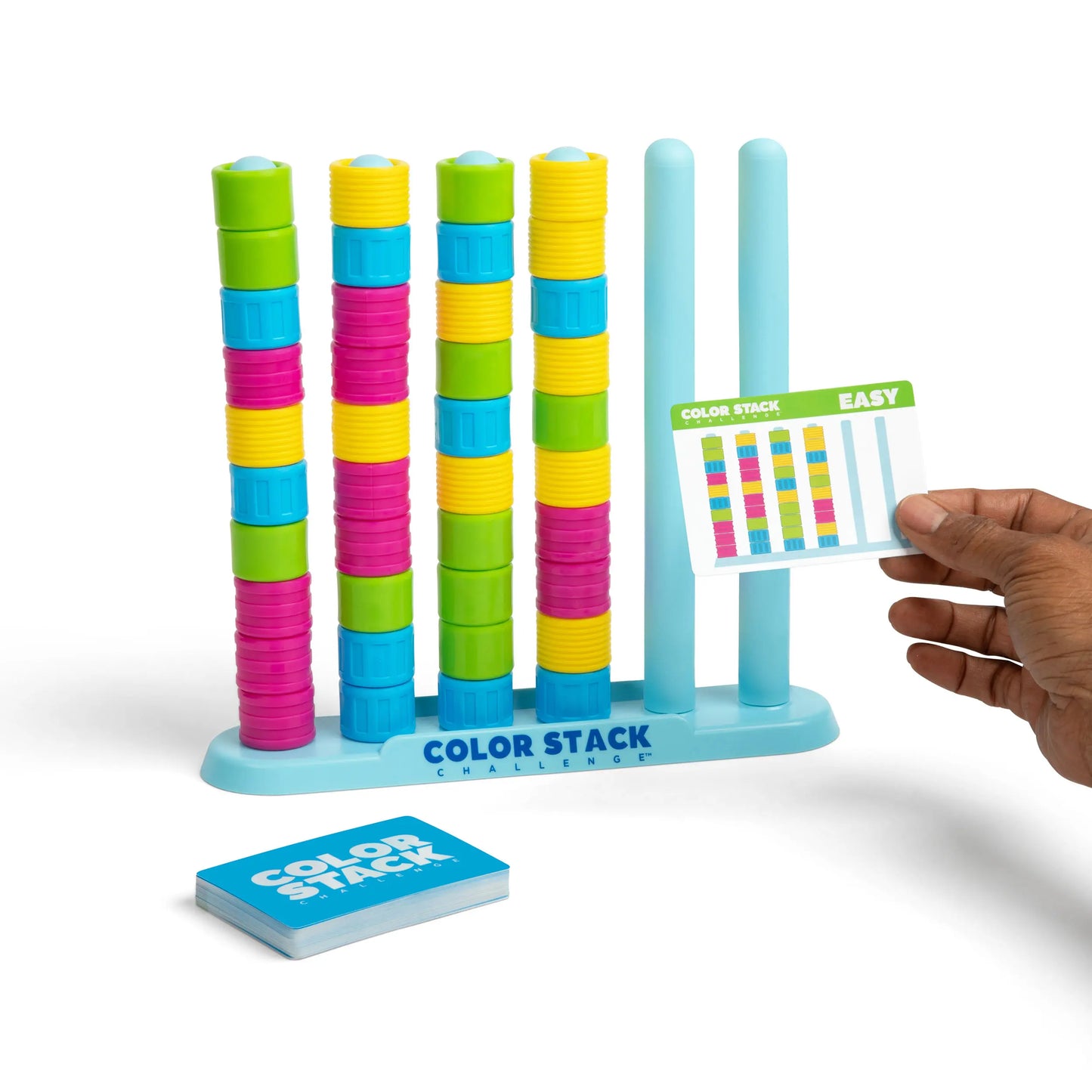 Color Stack Challenge by Relatable – Easter Basket Stuffers for Kids, A Fast-Paced Color Matching Puzzle Game for Fun Easter Family Game Night, Includes 2 Stack Racks, 50 Challenge Cards, & 80 Rings