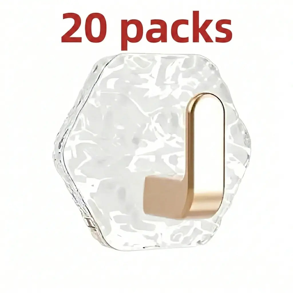 Heavy Duty Self-Adhesive Hooks | Hexagonal Ripple Waterproof Sticky Hooks for Kitchen Bathroom