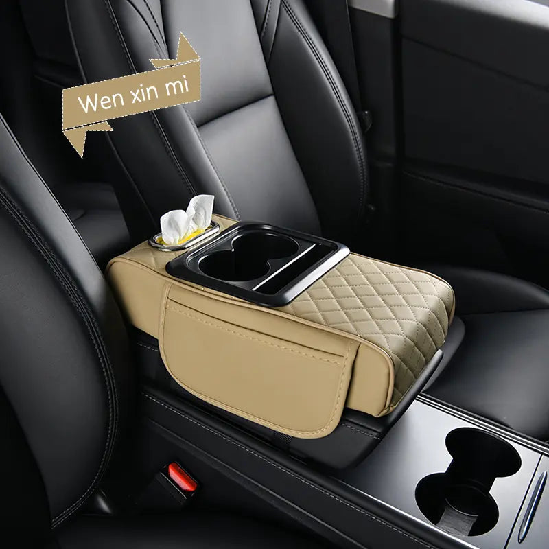 4-in-1 Car Armrest Organizer & Mat with Cup and Phone Holder