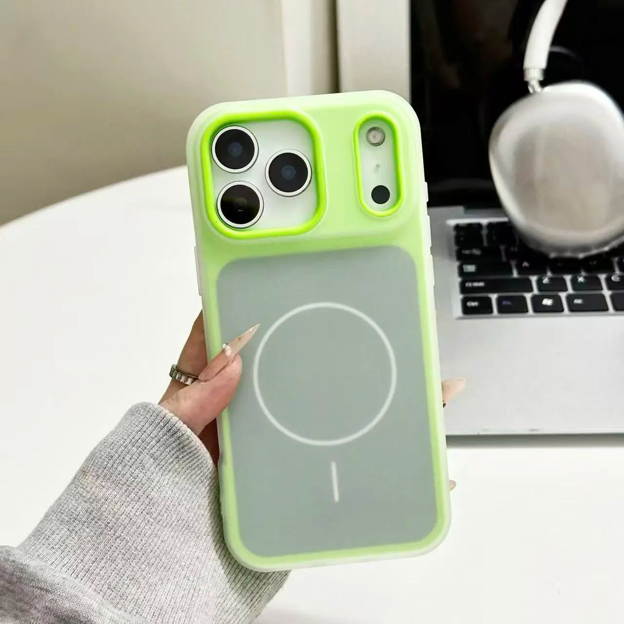Color-Block Matte Translucent Magnetic Shockproof Case for iPhone 17-11 Series