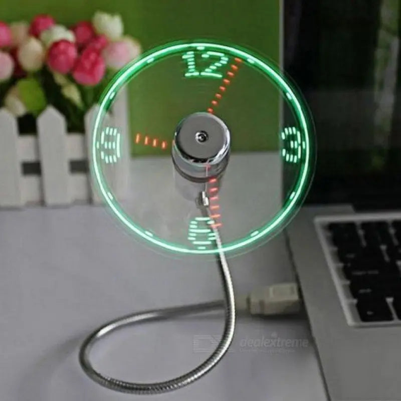 New USB Clock Fan with Display Function, LED Decorative Time Display, LED Desk Fan with Decorative Time Display, Mini Flexible Fan for Office Desk Accessories, Home Decor, Summer Fan, Gift