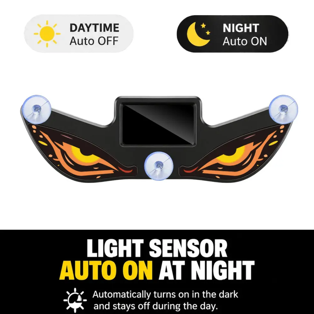 Solar LED Devil Eye Car Warning Light – Universal Rear Window Safety Light