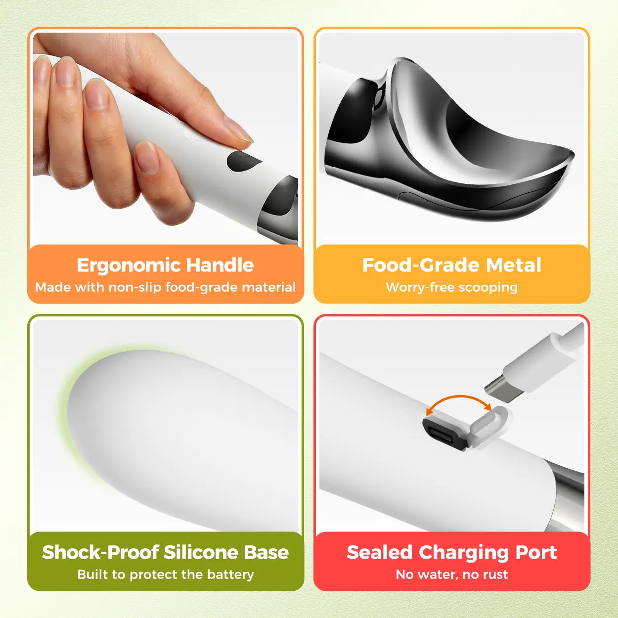 Electric Heated Ice Cream Scoop, Rechargeable Scoop with LED Display, 10s Quick Heat, Max 160°F, IP67 Waterproof, Home Dessert, Summer Treats, Gift Ideas