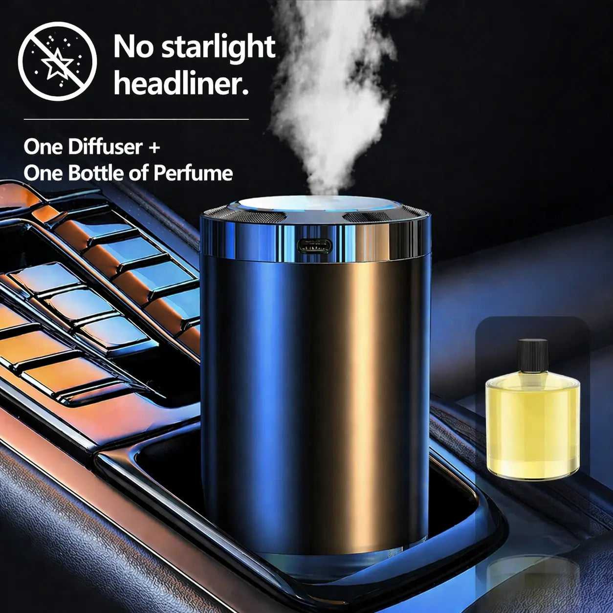 Smart Car Air Freshener, Touch Control Aromatherapy Diffuser with 5 Mist Modes & RGB Star Light