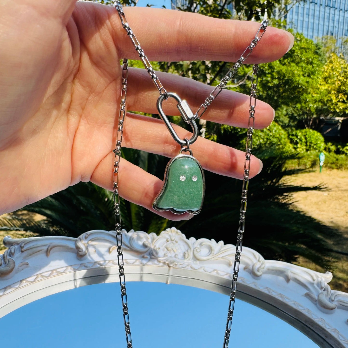Crystal Ghost Pendant Necklace – Gothic Witchy Jewelry