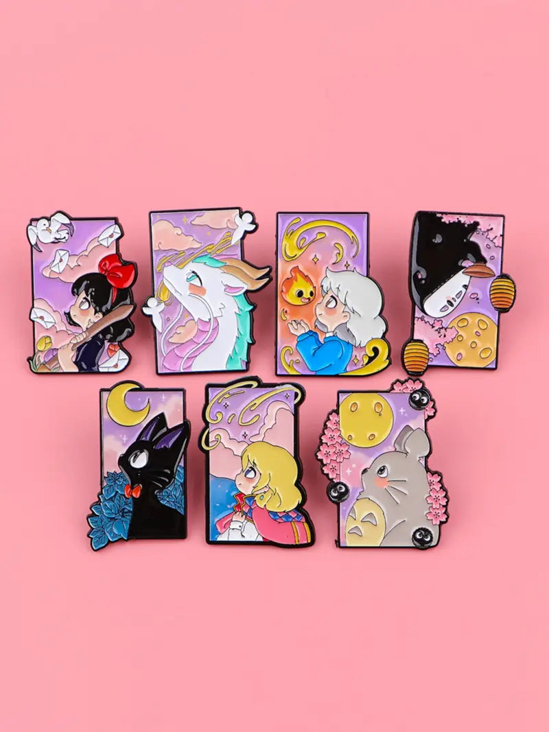 7pcs/Set Cartoon Character Brooch, Cute Style Badges for Daily Wear, Perfect Gift for Friends, All-Season Accessory