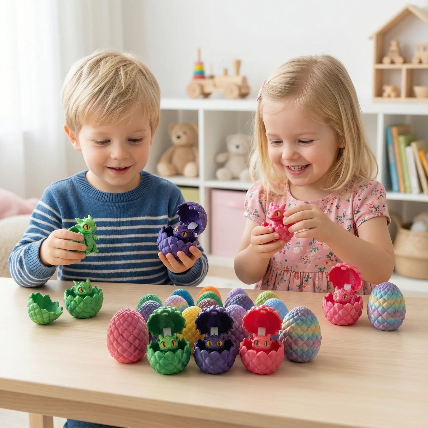 Easter Dragon Eggs, 3D-Printed Dragon Egg Set,10 Pack Pre-Filled, Mini Dragon Toy Inside, 1.77", Egg Hunt, Goodie Bag Fillers, Party Favors, Classroom Rewards (Ages 6-8)