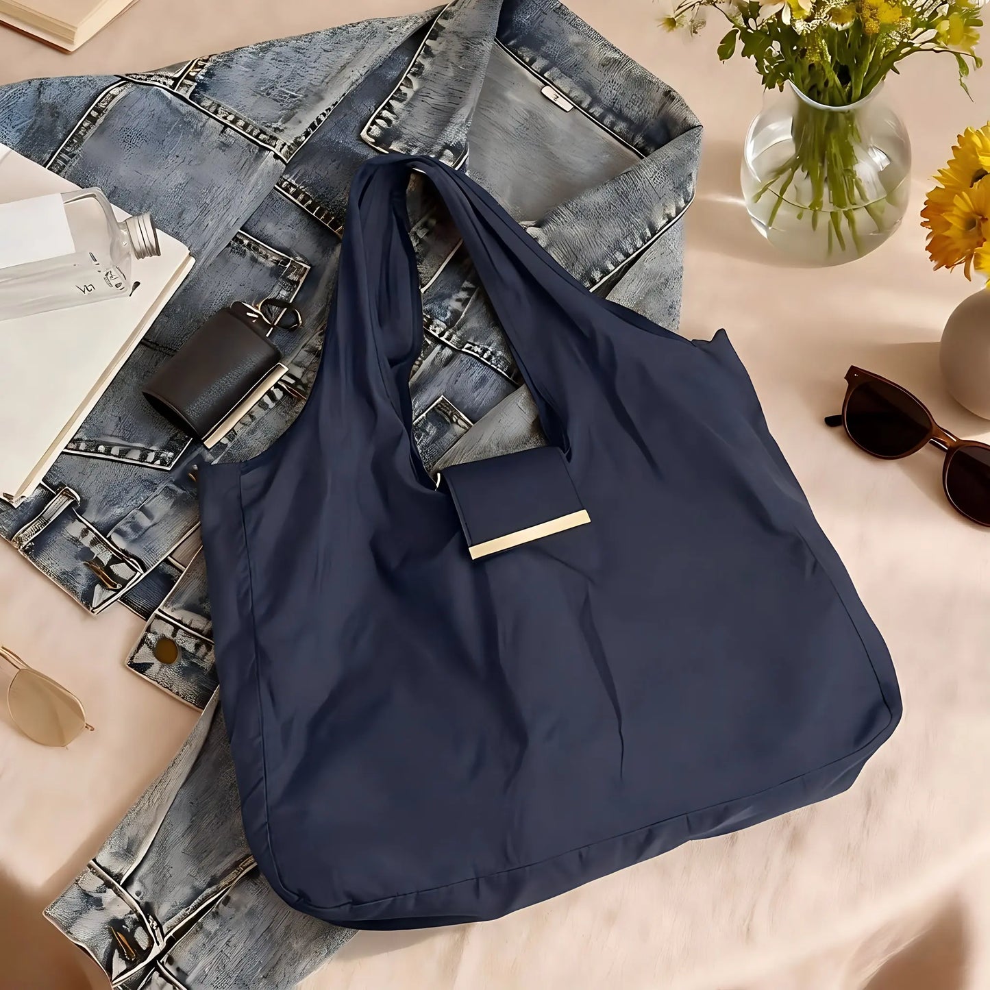 Foldable Keychain Bag Reusable Grocery Bags for Shopping Foldable & Expandable Handbag with Key Ring for Travel Daily Use Organiser,dorm essentials,home decor