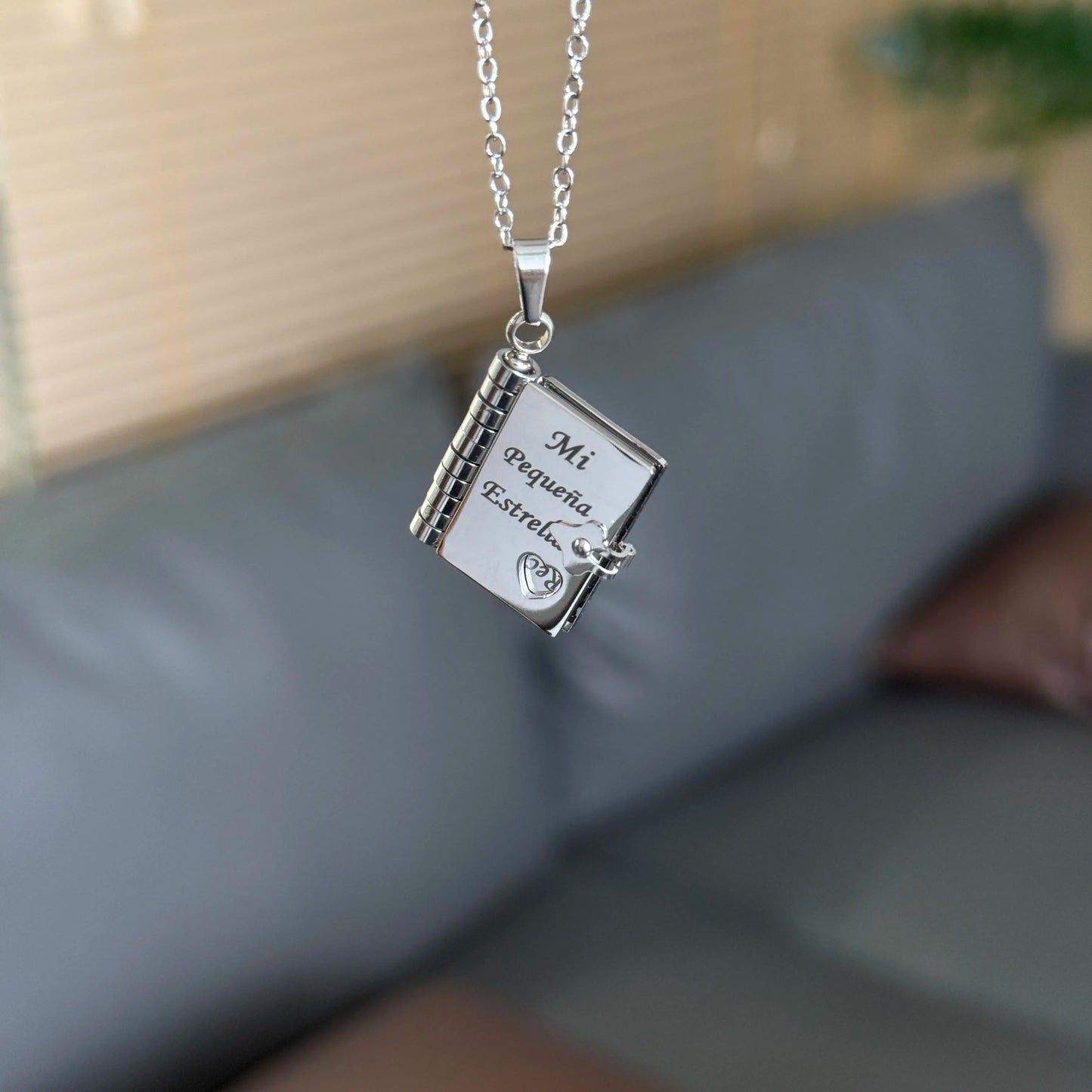 My Little Star Book Necklace for Daughter – Engraved Mini Book Pendant Gift
