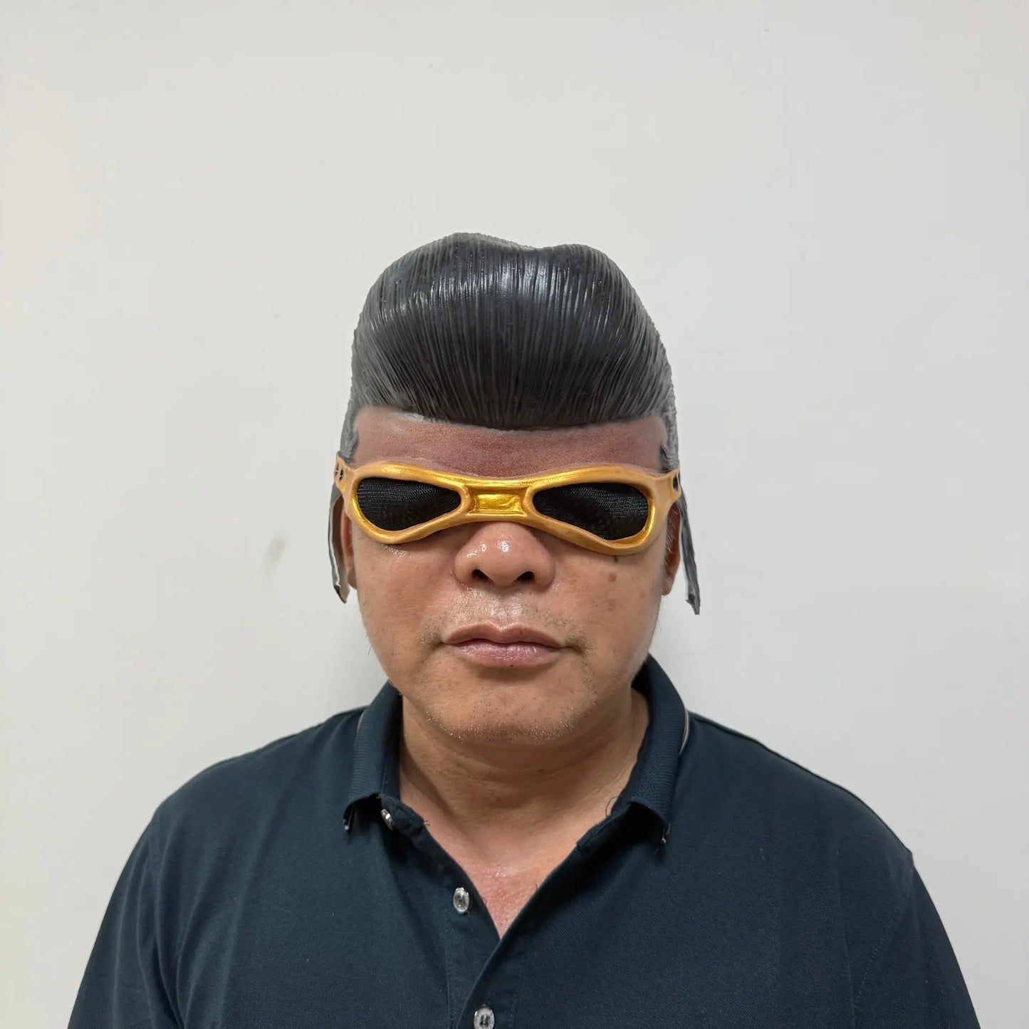 Retro Rockstar Pompadour Mask with Goggles for Halloween and Cosplay