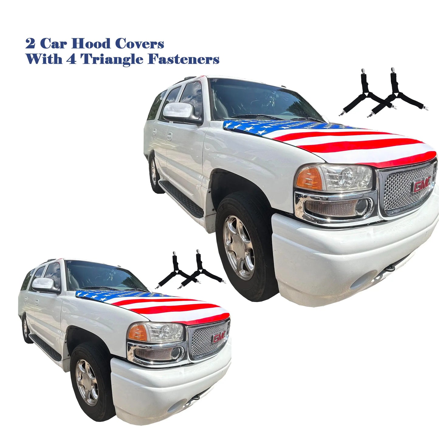 American Flag Car Hood Cover – Memorial & Independence Day Commemorative Edition with Dual Triangle Clips
