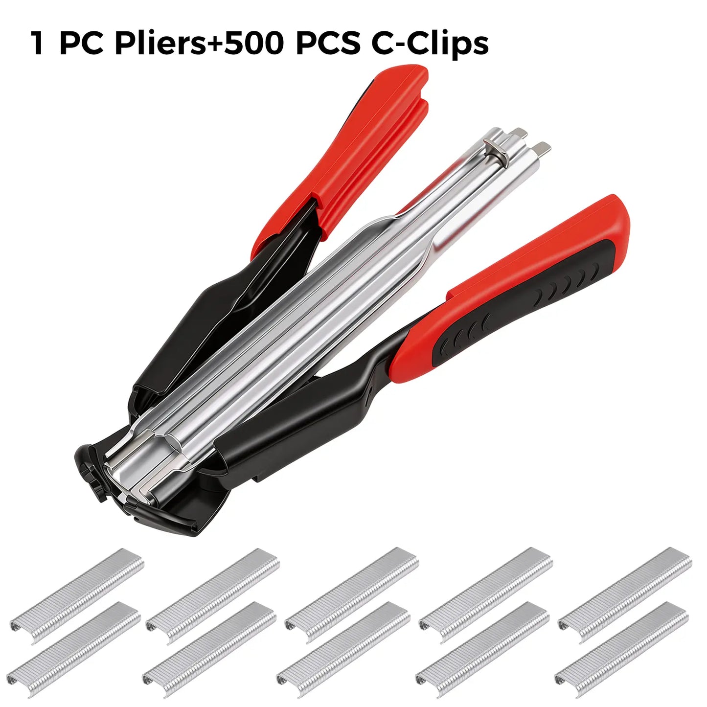 Hog Ring Pliers Set with 3/4" Nails: Heavy Duty C-Clip Tool for Cages, Fencing & Upholstery