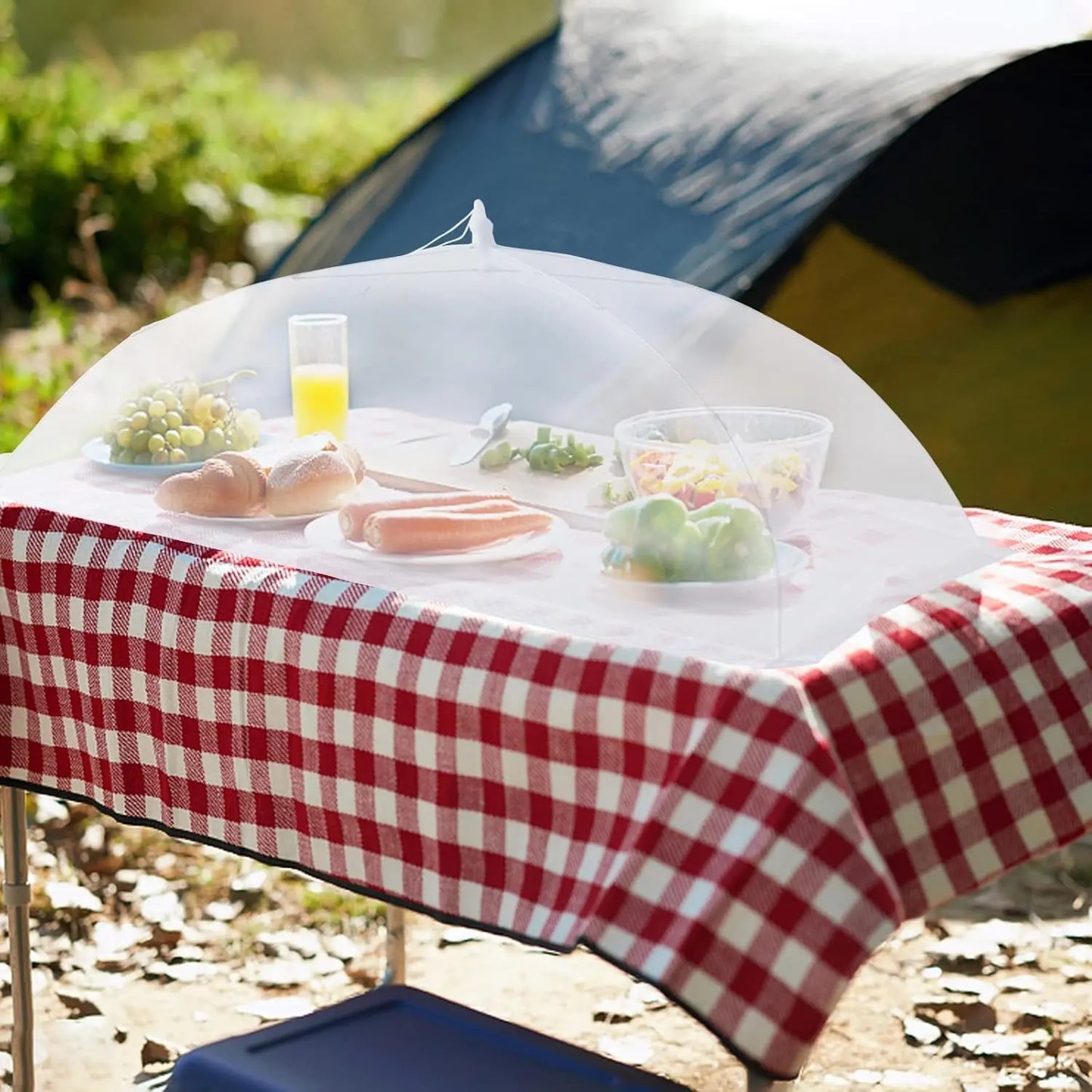 Foldable Food Cover, Mesh Food Cover, Portable Food Shelter, Picnic Supplies, Ideal for Outdoor Picnics, Bbqs & Parties, Containers, Household Items, for Salad, White, Kitchen, Utensils, Lightweight,Fruit Hygiene Barbecue