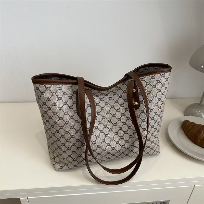 Women's Elegant Geometric Pattern Stylish Tote Bag, Fashionable Large Capacity Shoulder Bag for Women, Casual Trendy Versatile High-quality Daily Commuting Bag, Daily Commuter Bag, Fashionable Patterned Bag, Fashionable Bags
