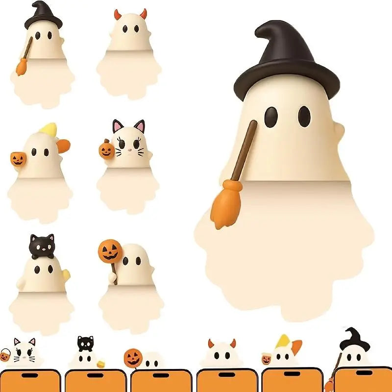 6-Piece Halloween Ghost Phone Buddy Sticker Set