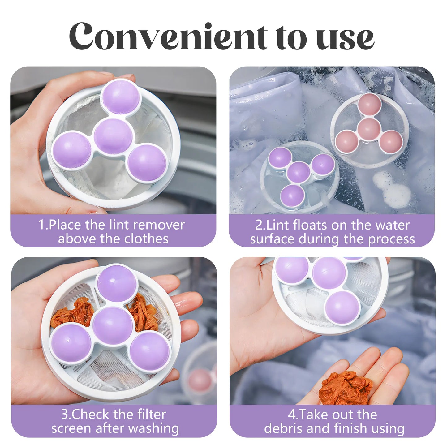 3 Counts Washing Machine Filter Bag, Reusable Floating Hair Filter for Laundry