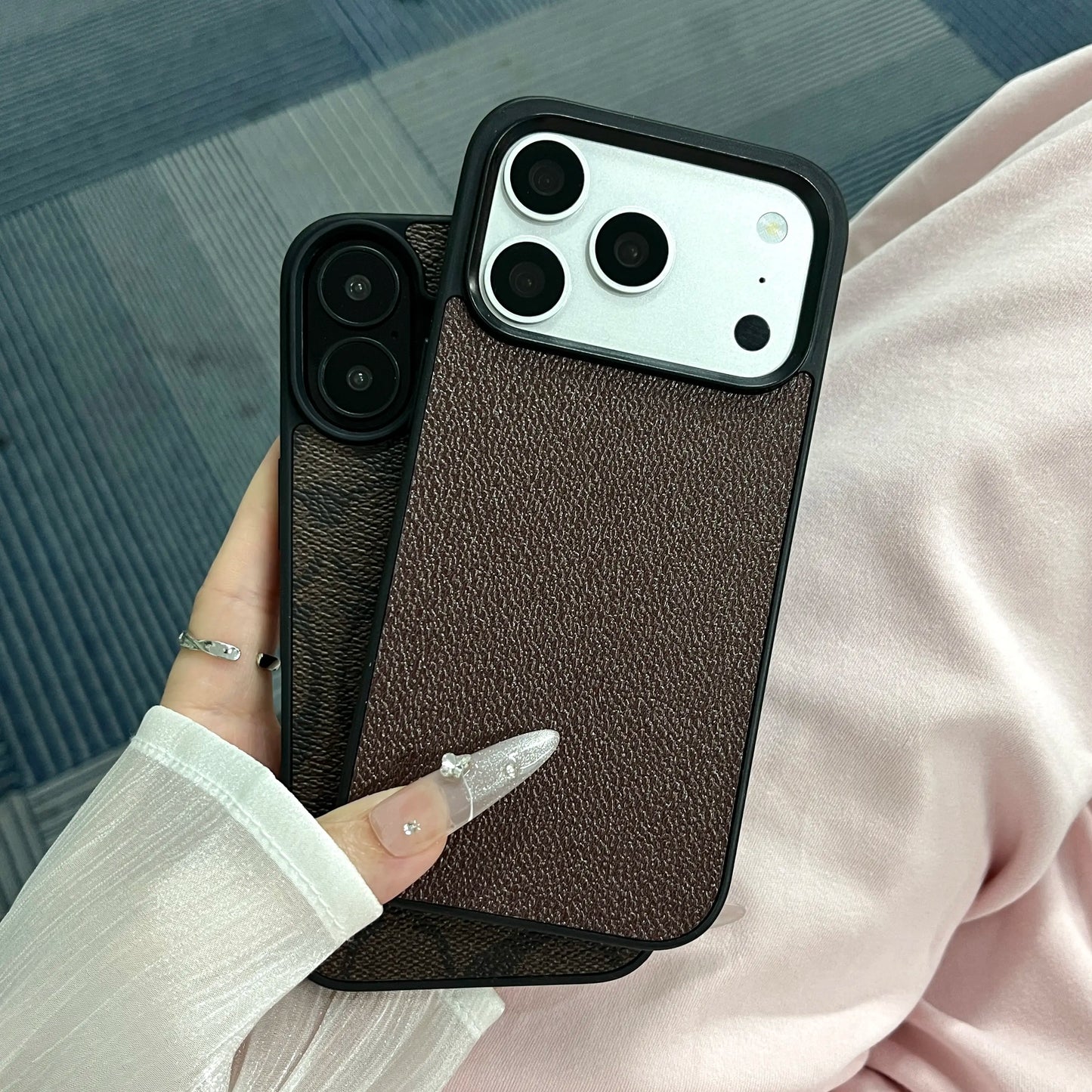 Suitable for iPhone 17,16, 15, 14, 13, 12, 11 Pro Max, high-end leather pattern phone case, iPhone 16 Plus, 15 Plus leather phone case for both boys and girls, shockproof phone case