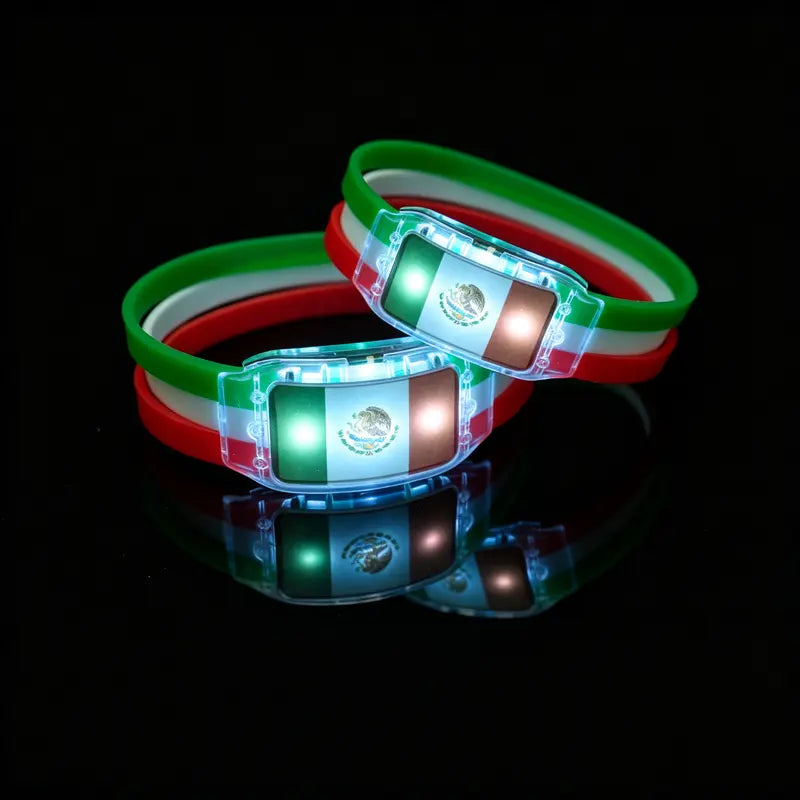 USA Flag LED Light-Up Bracelets (2-Pack)