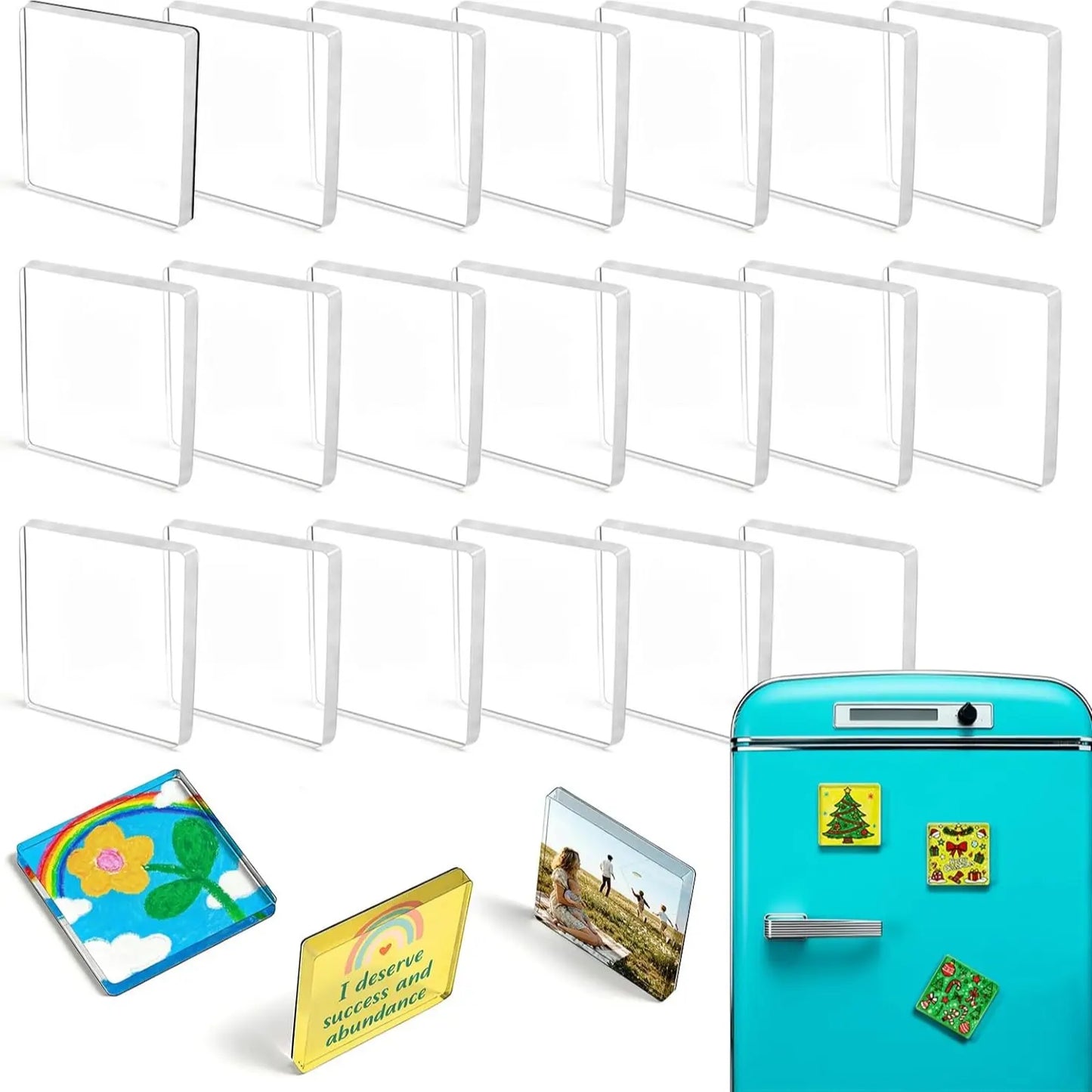 10 Pack 2x2" Clear Acrylic DIY Fridge Magnets