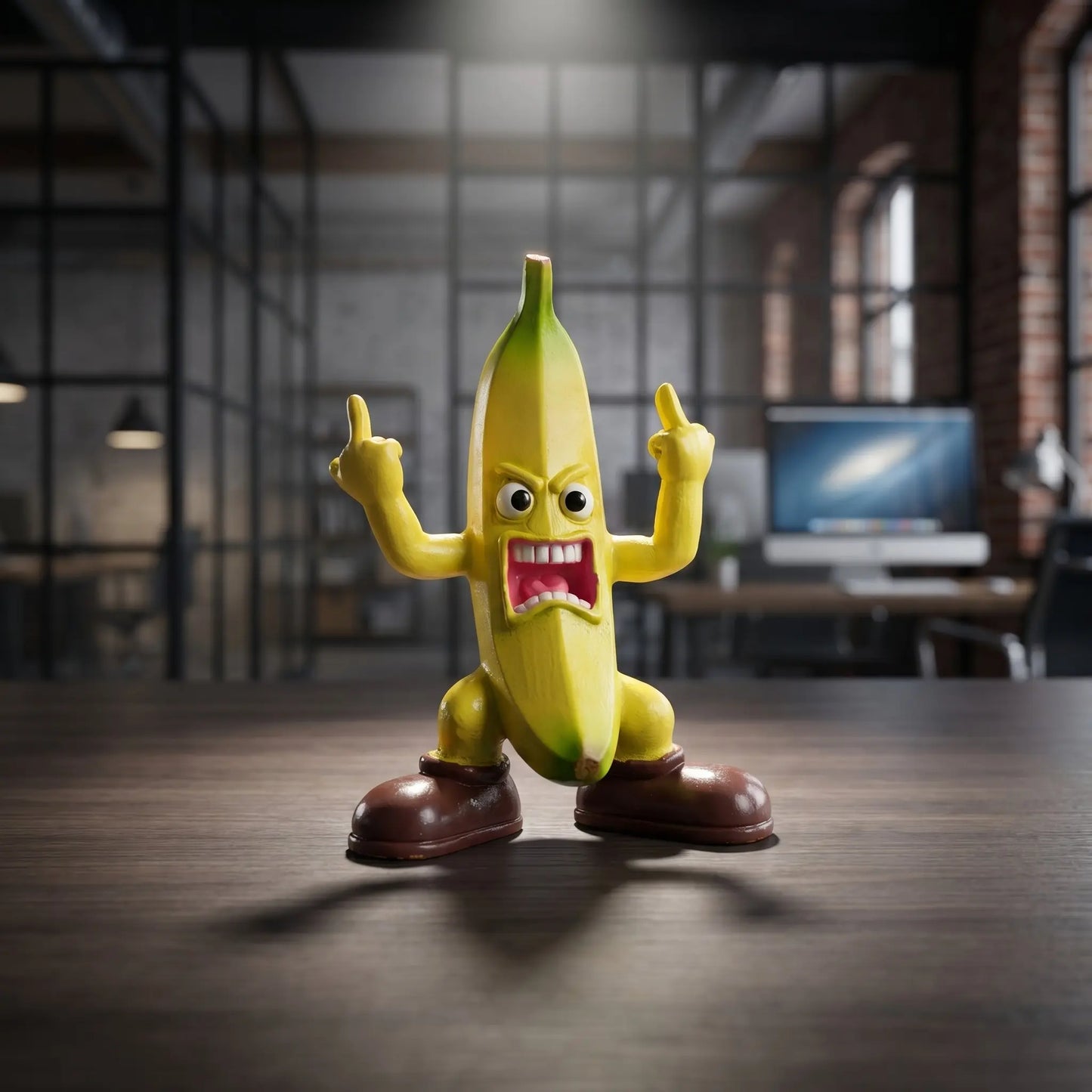 Funny Middle Finger Banana Figurine – Angry Banana Desk Decor for Office & Home