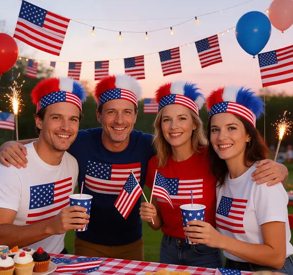 Patriotic USA Crazy Hair Headband – Funny American Flag Wig for Sports & 4th of July
