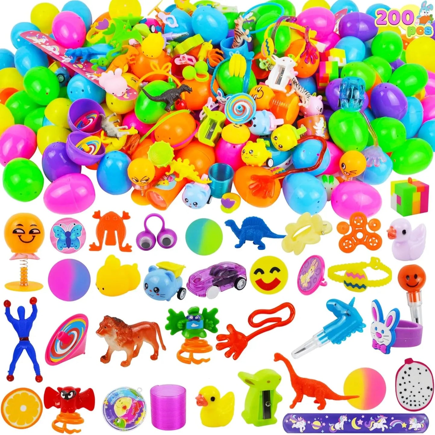 Prefilled Easter Eggs Toys and Stickers for Easter Egg Hunt, Filled with Toys Party Favors for Kids Boys Girls Easter Eggs Hunt, Basket Stuffers Fillers, Classroom Prize Supplies Kids Outdoor Play
