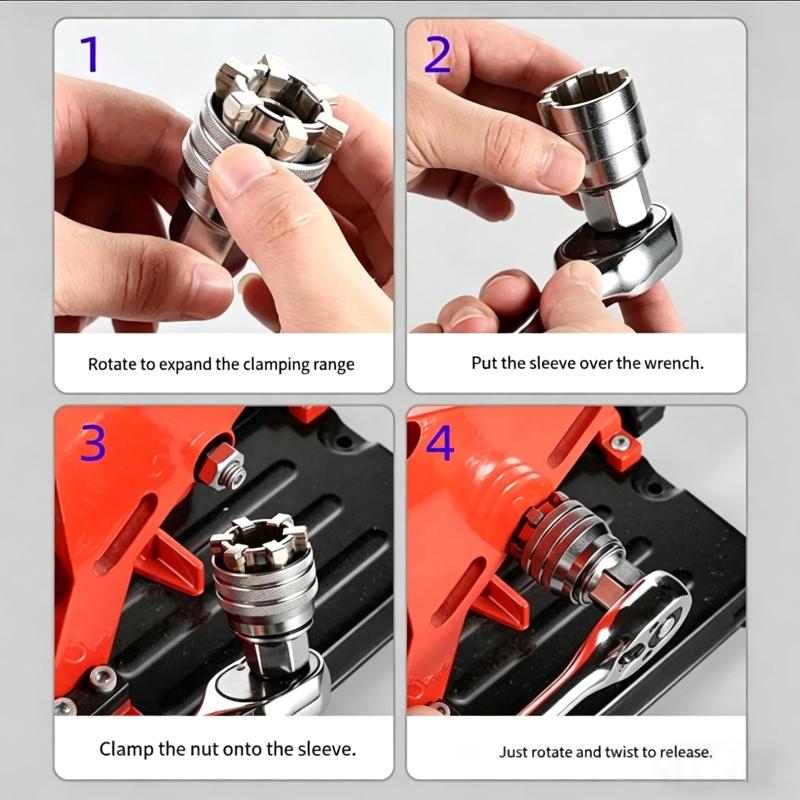 Multi-Function Universal Socket Wrench – Adjustable, Compatible with 3/8" Ratchet & Power Drill