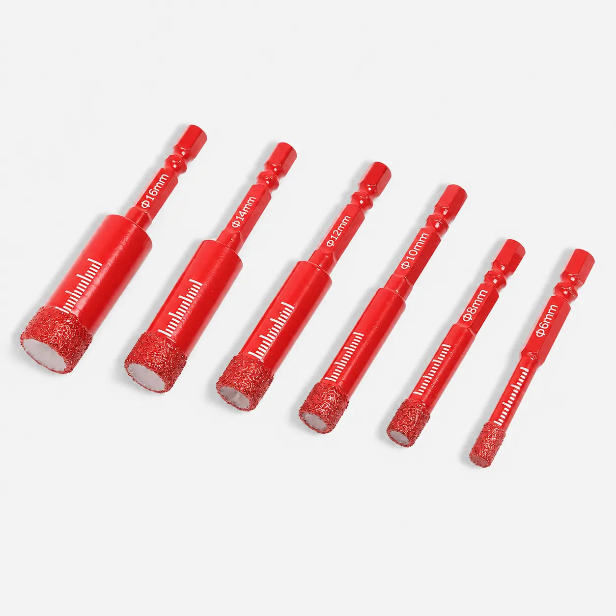 6-Piece Vacuum Brazed Diamond Drill Bit Set (1/4"-1/2") for Tile, Glass & Granite