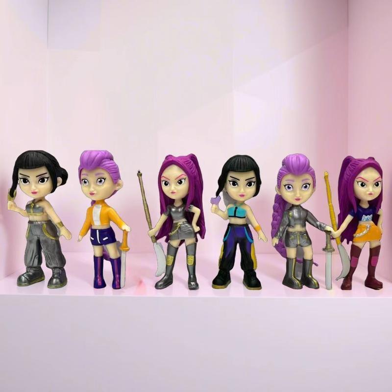 6-Piece KPop Figurine Set – Anime Model Toy Decorations, perfect for home collections and office desk display.