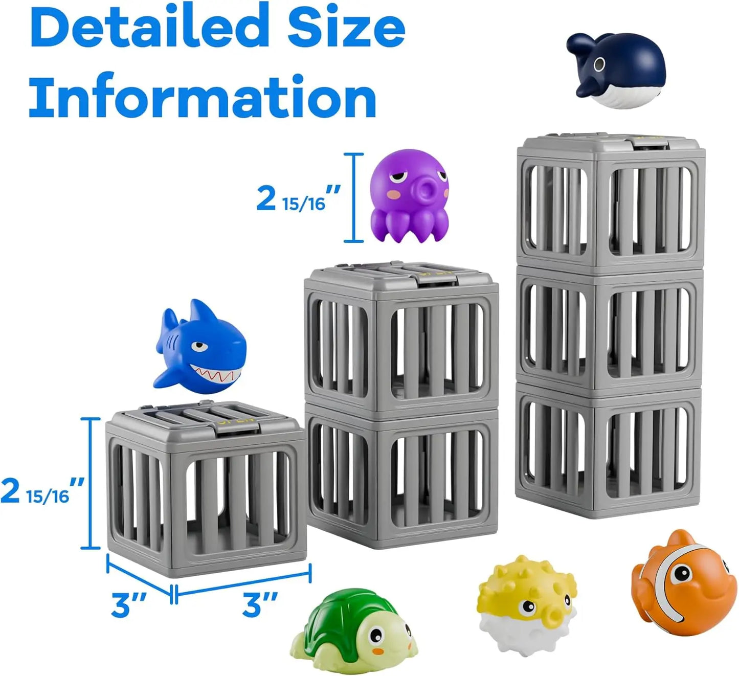 Kids Pool Diving Toy Set – Floating Sea Animals & Treasure Cage