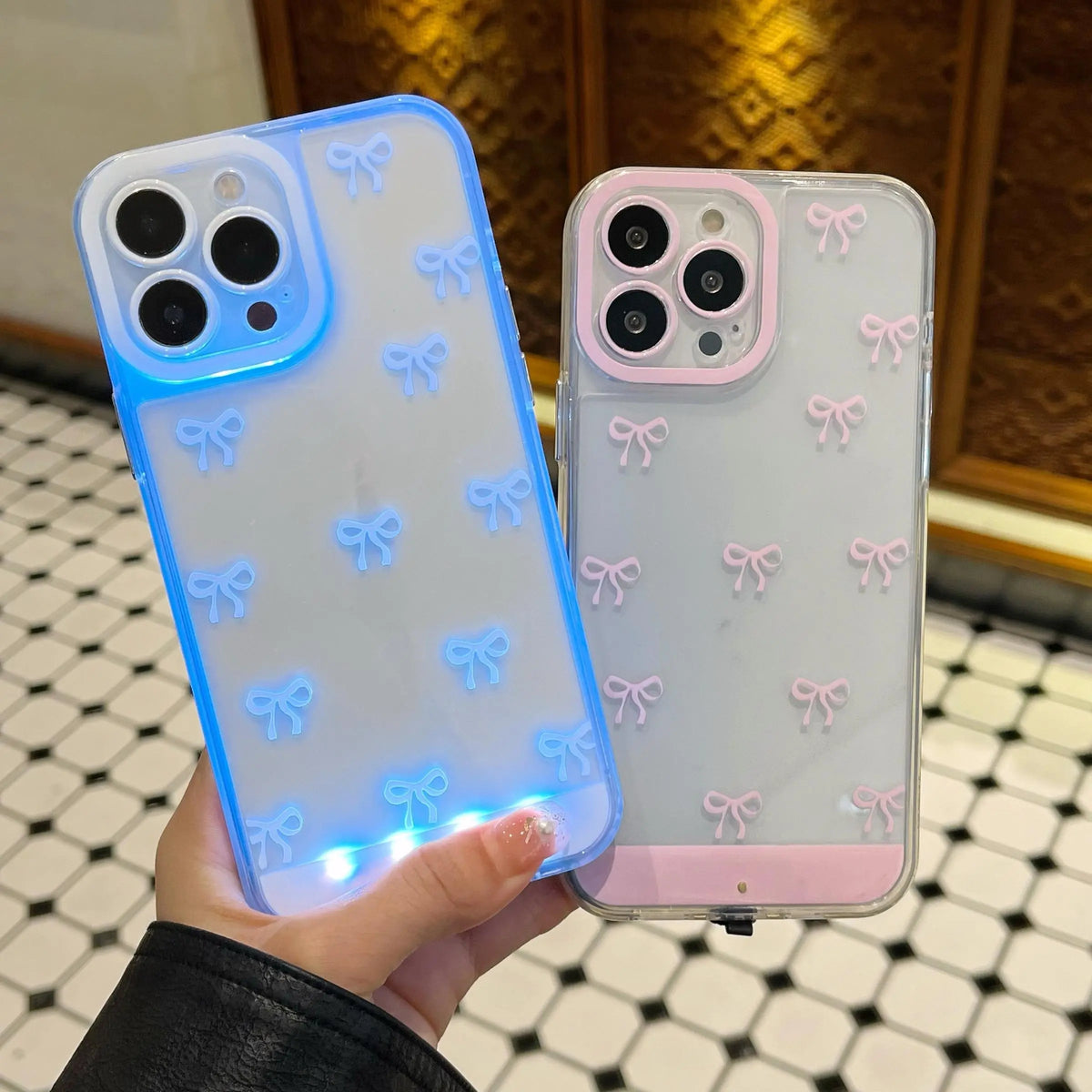 LED Bowknot Phone Case – Aesthetic Shockproof Protective Cover for iPhone 17 Pro Max