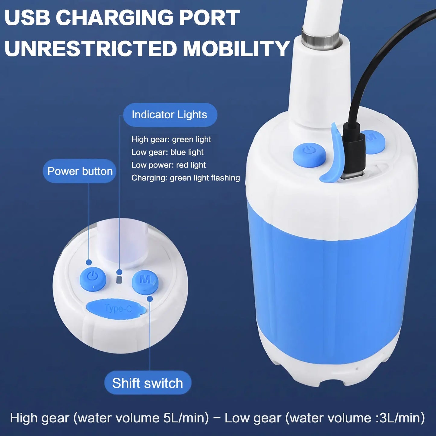 Rechargeable Portable Camping Shower Kit – Outdoor Shower Pump for Travel, Pets & Garden