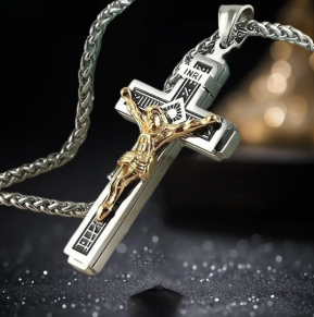 Men's Minimalist Faith Cross Necklace - Stainless Steel with Inscriptions, Durable Fashion Accessory | Halo Accessories