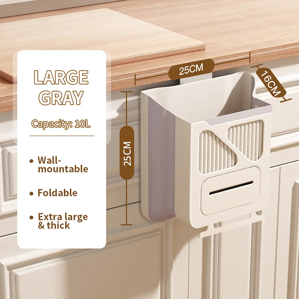 Foldable Hanging Trash Can – Space-Saving Kitchen Cabinet Garbage Bin