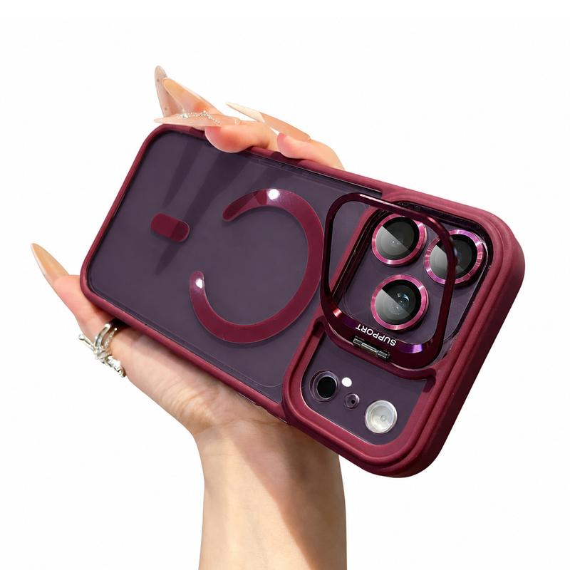 MagSafe Clear Magnetic Case with Built-in Stand & Camera Lens Protector for iPhone 18 Pro Max