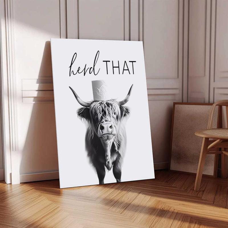 A rural-style poster featuring a picture of a donkey and a cow, an amusing bathroom wall decoration, a black and white bathroom logo decoration, interesting animal head portraits, suitable for bathrooms and bedrooms.