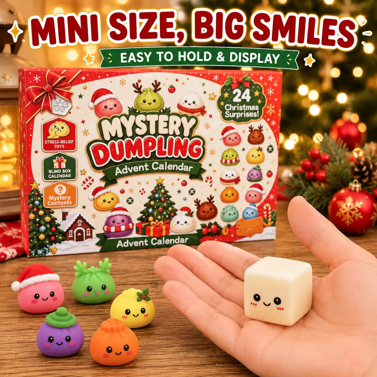 Christmas Mini Squishies Advent Calendar 2026 – 24-Day Dumpling & Glitter Toy Countdown Gift for Kids