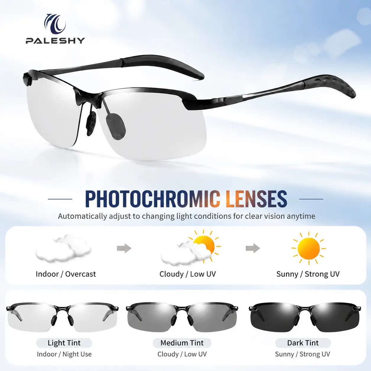 Summervibes Unisex Polarized Sunglasses, Lightweight Fashion Eyewear for Driving, Fishing, Hiking, Beach and Outdoor Use