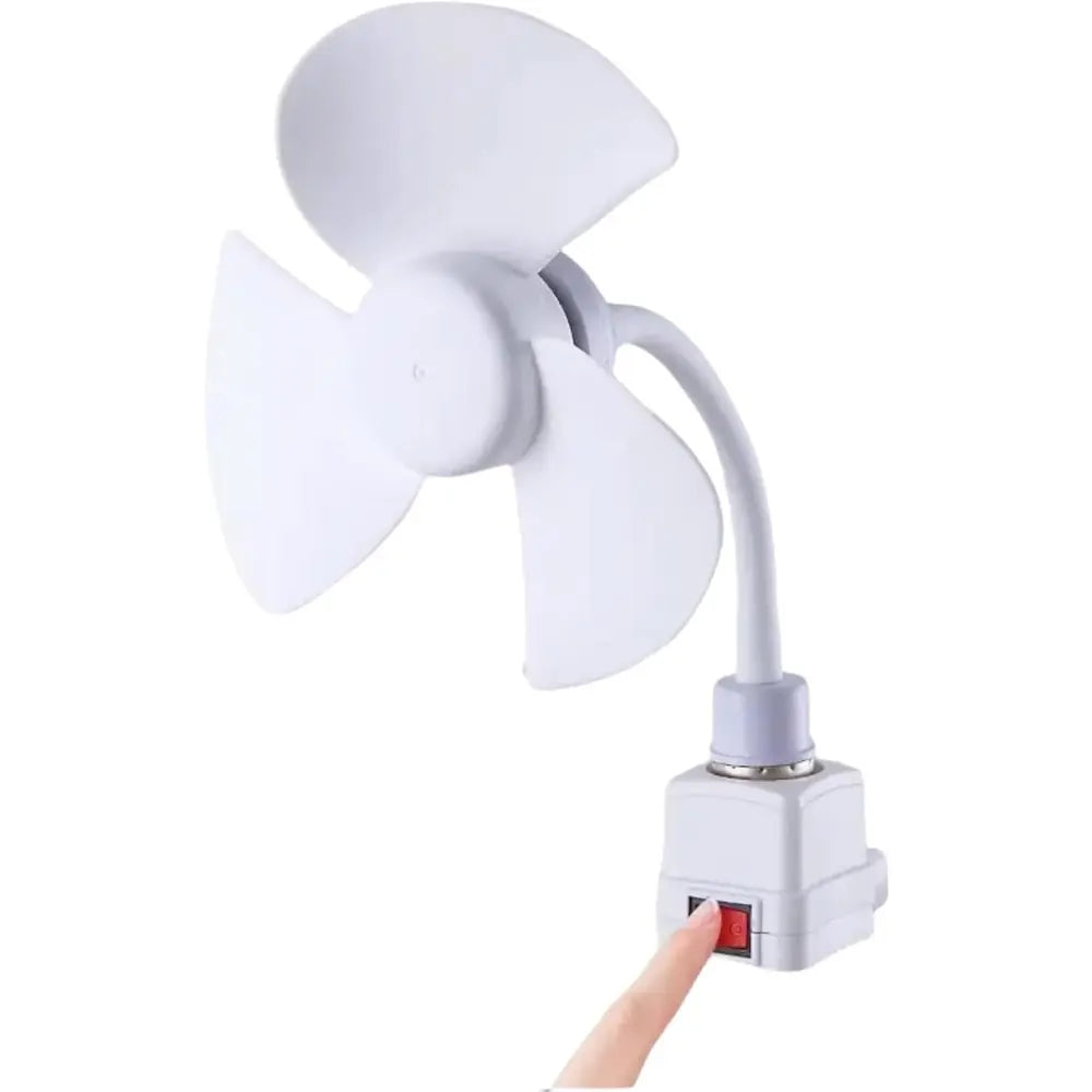 E27 Socket Fan Kit with Plug Adapter – Mini Quiet Electric Fan with Flexible Gooseneck Plug and Light Bulb Base, Energy-Saving Desk Fan for Kitchen, Bathroom, Dormitory, Office