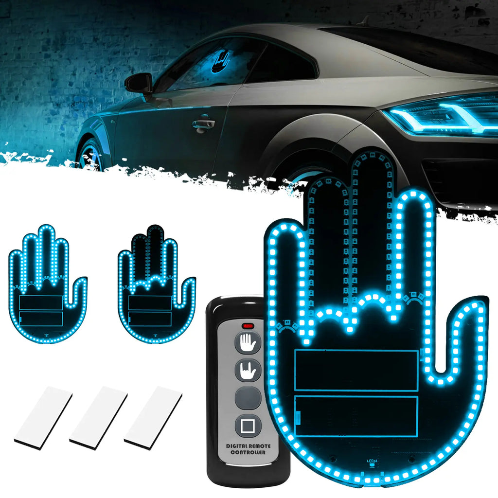 DIBMS Remote Control LED Car Gesture Light – Rechargeable Finger Hand Sign for Rear Window