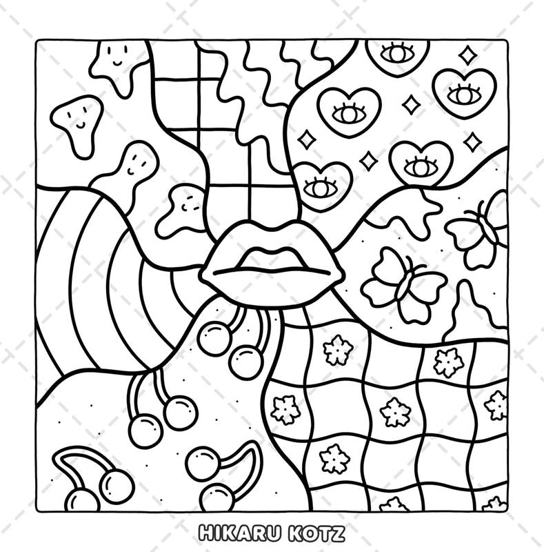 Trippy & Groovy: Coloring Book for Adults Featuring Mushrooms, Aliens, Magic Worlds and Illusions for Relaxation