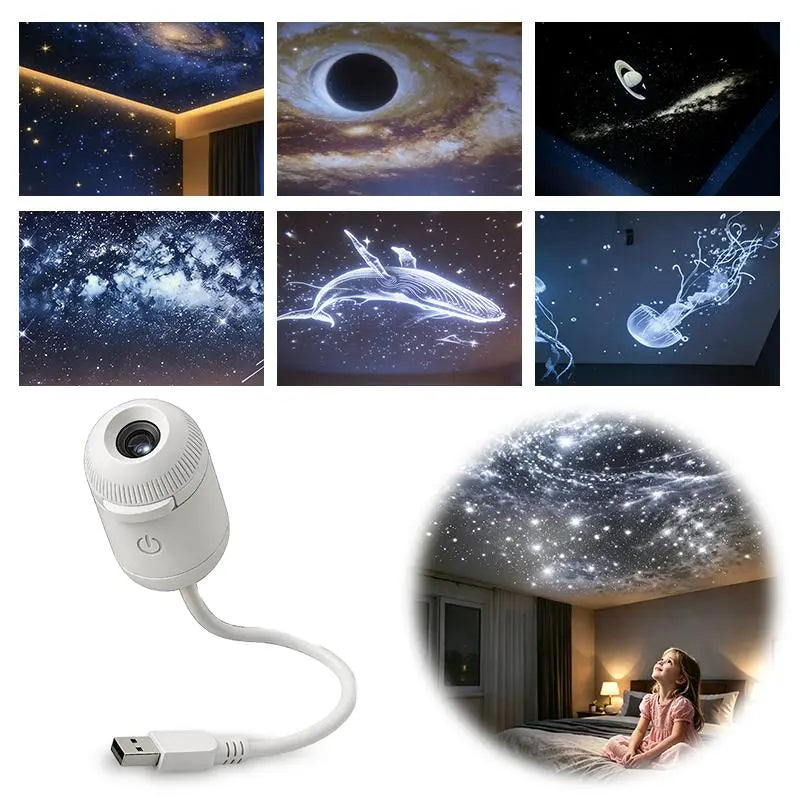 USB starry night light, suitable for home scenes, small footprint, clear projection. Usb Charging Lampara Usb C Rechargeable