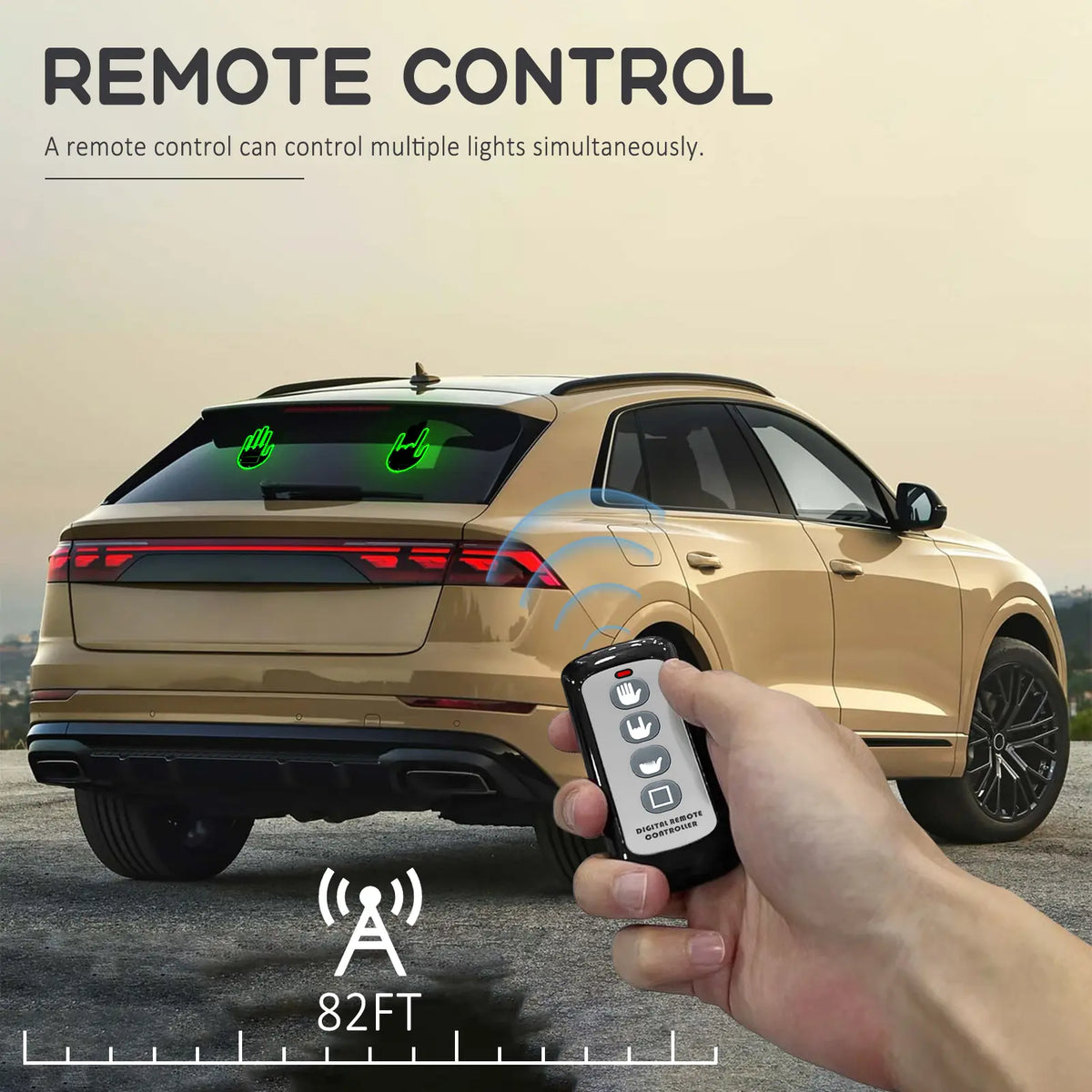 DIBMS Remote Control LED Car Gesture Light – Rechargeable Finger Hand Sign for Rear Window